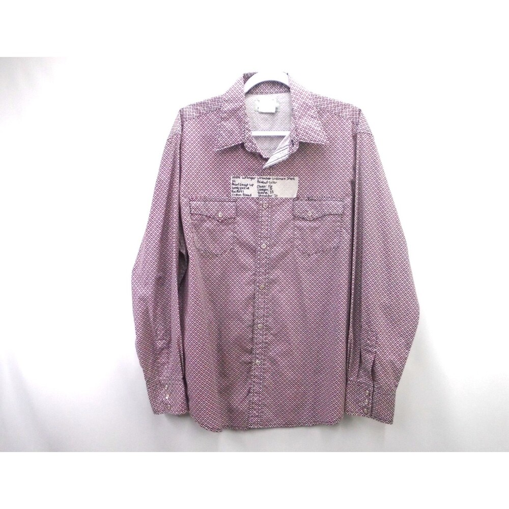 Wrangler Wrancher Western Shirt XL Pearl Snap Long Sleeve Geometric Maze Print
